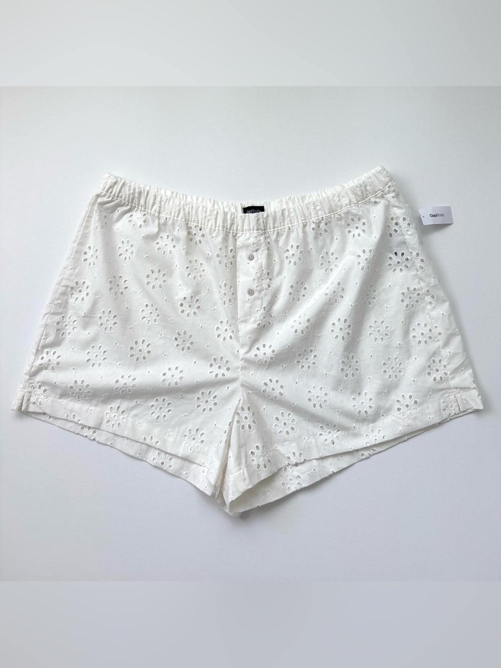 GapBody White Eyelet Sleep Shorts NWT Cotton Loungewear Relaxed Cottagecore L
